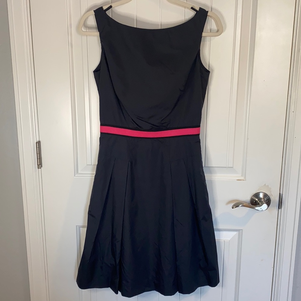 Classic Milly dress, black with pink waist detail